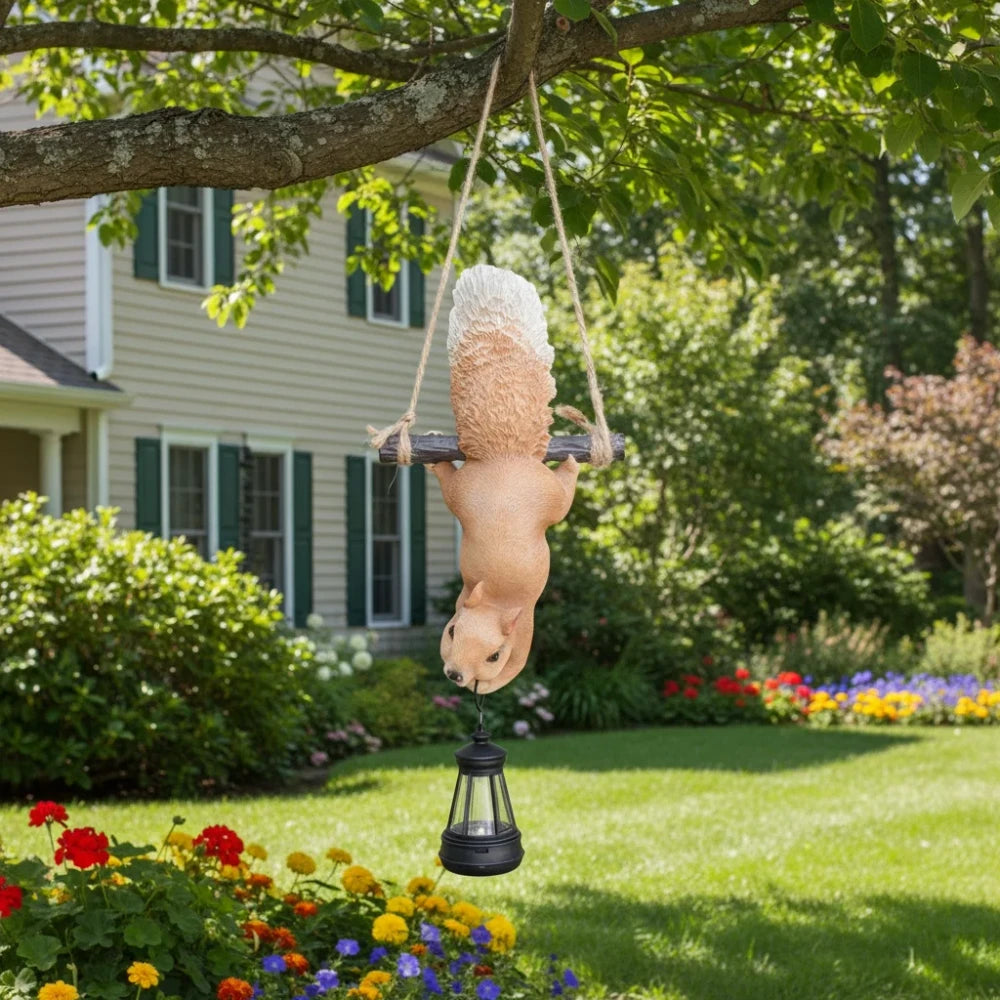 Hangende Eekhoorn™ Tuin decoratie met Zonne-energie verlichting