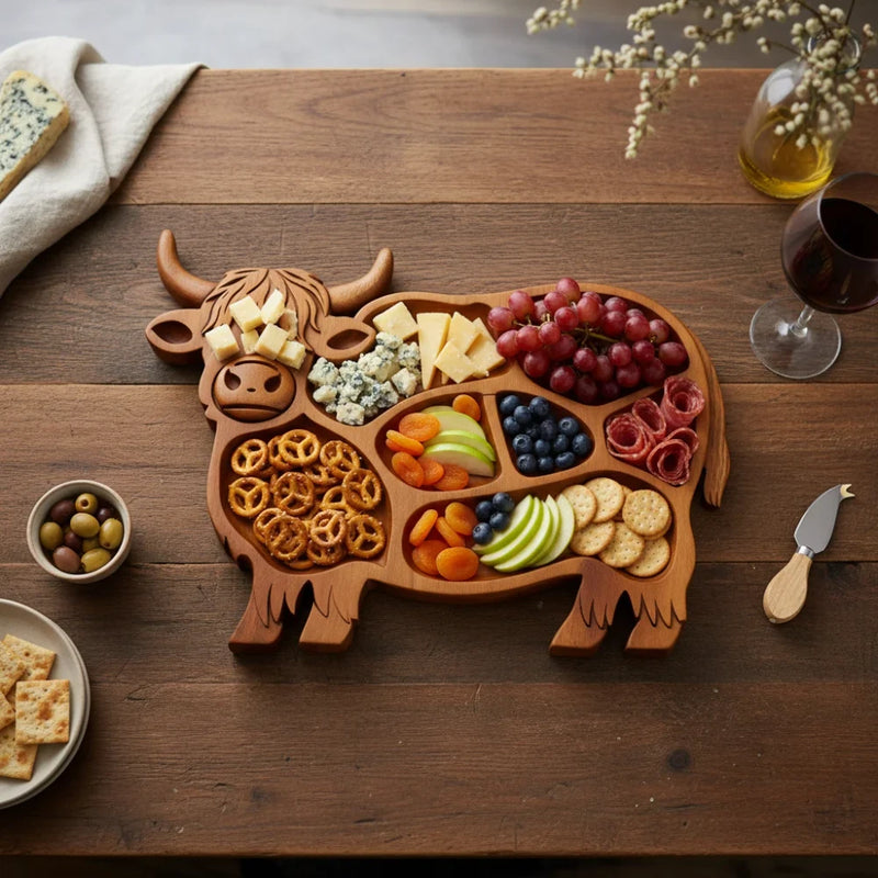 Hoogland koe Borrelplank™ - Unieke Handgemaakte plank