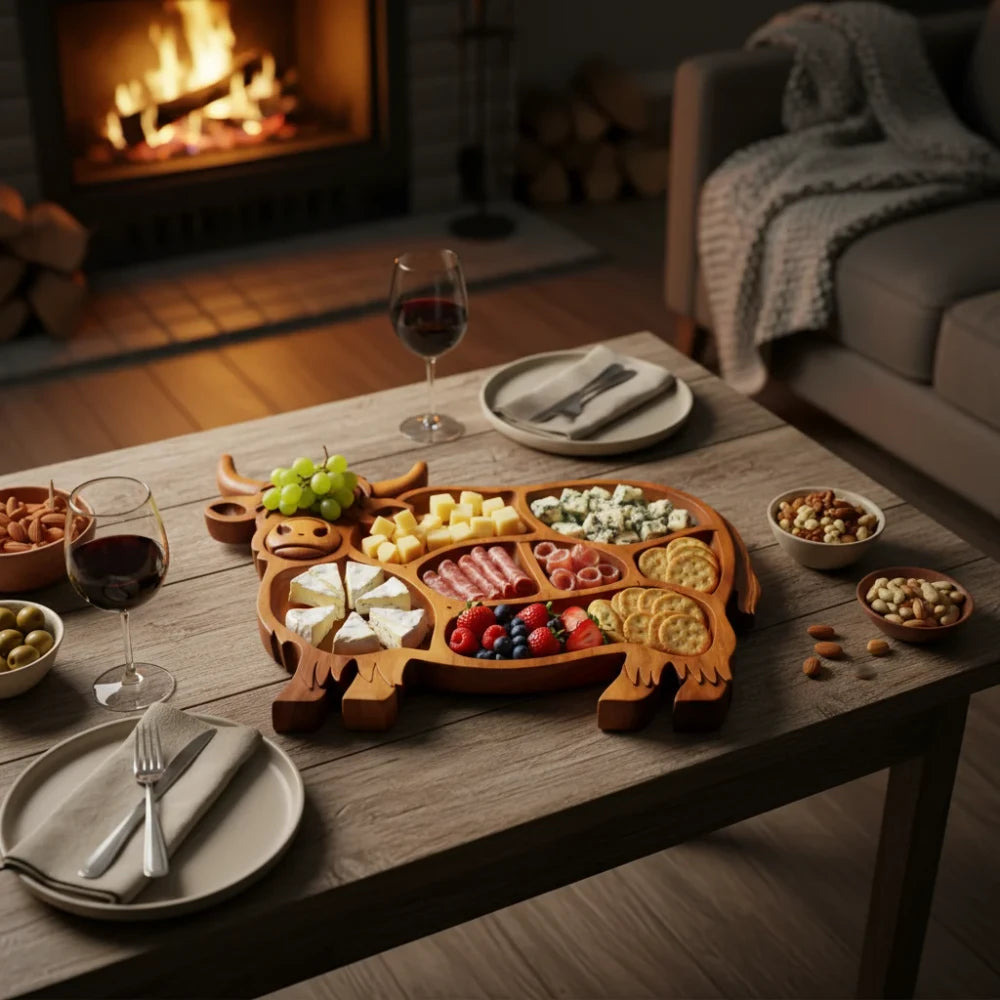 Hoogland koe Borrelplank™ - Unieke Handgemaakte plank